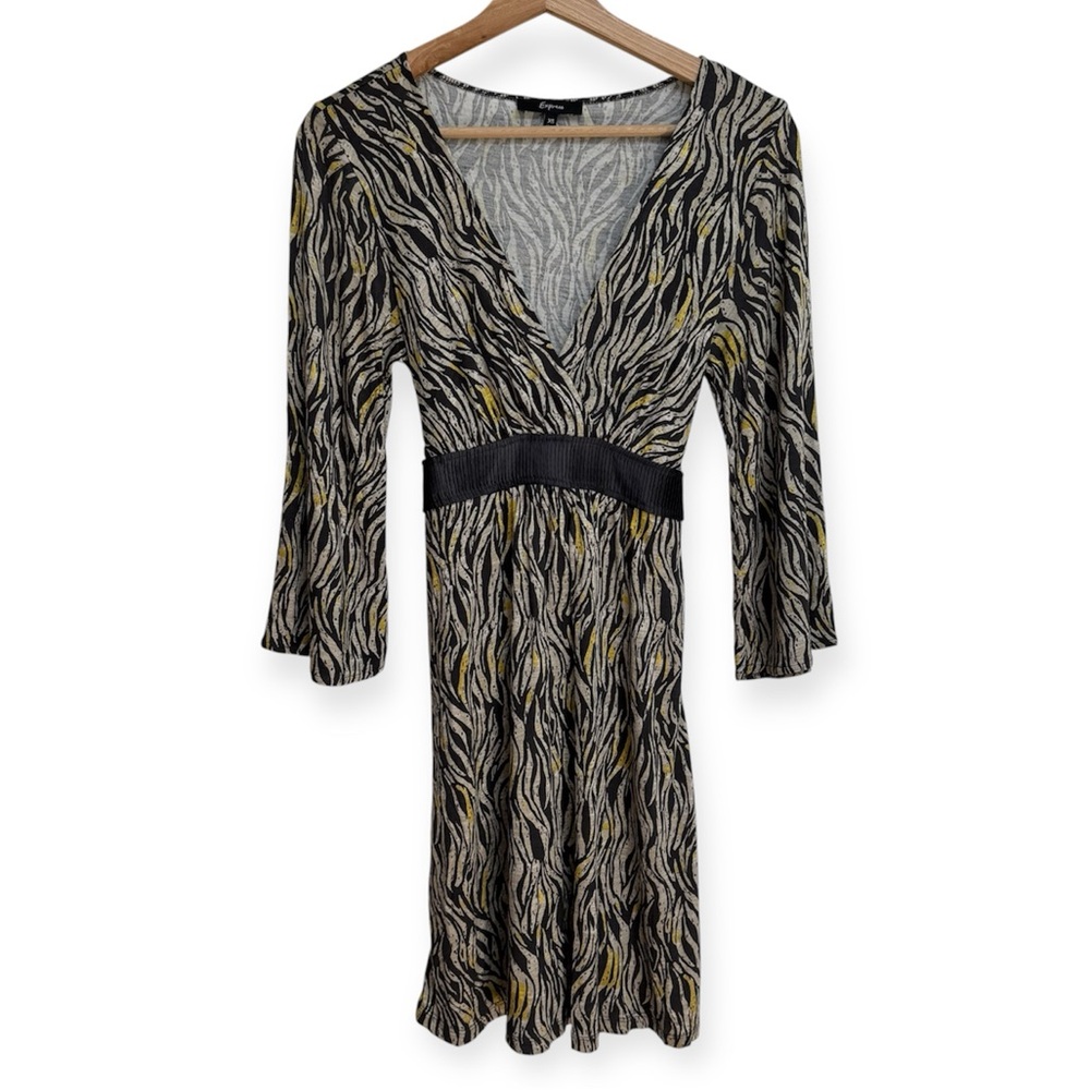 Express Y2K Babydoll Bell Sleeve‎ Animal Print Dress XS